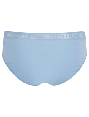 Ayla 3 (5 Pack) Cotton Assorted Briefs with Mesh Waistband in Peacoat / Hydrangea Blue / Gray Blue / Urban Red / Light Grey Marl - Tokyo Laundry