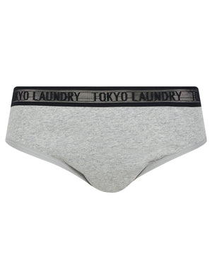 Ayla 5 (5 Pack) Cotton Assorted Briefs with Mesh Waistband in Jet Black / Bright White / Light Grey Marl / Jet Stream - Tokyo Laundry