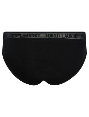 Ayla 5 (5 Pack) Cotton Assorted Briefs with Mesh Waistband in Jet Black / Bright White / Light Grey Marl / Jet Stream - Tokyo Laundry