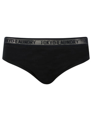 Ayla 5 (5 Pack) Cotton Assorted Briefs with Mesh Waistband in Jet Black / Bright White / Light Grey Marl / Jet Stream - Tokyo Laundry