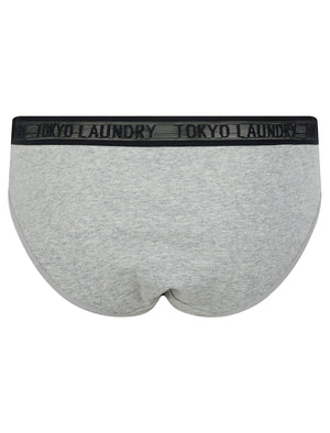 Ayla 5 (5 Pack) Cotton Assorted Briefs with Mesh Waistband in Jet Black / Bright White / Light Grey Marl / Jet Stream - Tokyo Laundry