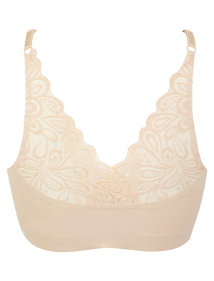 Lola Non-Wired Soft Padded Lace Texture (2 Pack) Sports Style Bra Set in Moonlight Stone / Black Beauty - Tokyo Laundry