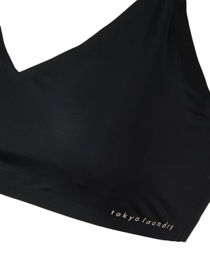 Lola Non-Wired Soft Padded Lace Texture (2 Pack) Sports Style Bra Set in Moonlight Stone / Black Beauty - Tokyo Laundry