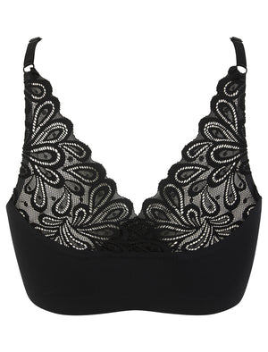 Lola Non-Wired Soft Padded Lace Texture (2 Pack) Sports Style Bra Set in Moonlight Stone / Black Beauty - Tokyo Laundry