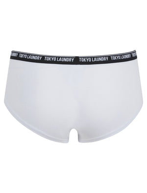Esther (5 Pack) Assorted Stretch Cotton Briefs in Jet Black / Bright White / Jet Stream / Light Grey Marl - Tokyo Laundry