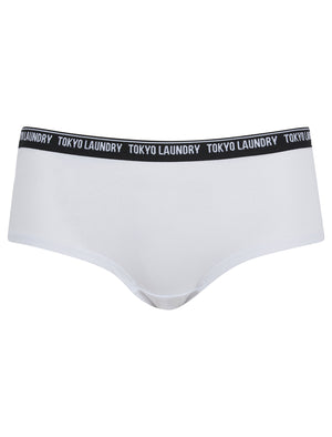 Esther (5 Pack) Assorted Stretch Cotton Briefs in Jet Black / Bright White / Jet Stream / Light Grey Marl - Tokyo Laundry