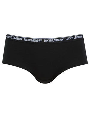 Esther (5 Pack) Assorted Stretch Cotton Briefs in Jet Black / Bright White / Jet Stream / Light Grey Marl - Tokyo Laundry