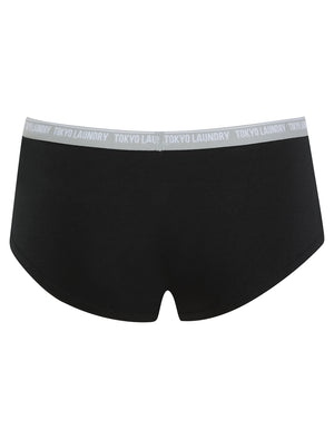 Esther (5 Pack) Assorted Stretch Cotton Briefs in Jet Black / Bright White / Jet Stream / Light Grey Marl - Tokyo Laundry
