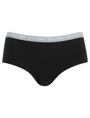 Esther (5 Pack) Assorted Stretch Cotton Briefs in Jet Black / Bright White / Jet Stream / Light Grey Marl - Tokyo Laundry