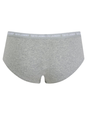 Esther (5 Pack) Assorted Stretch Cotton Briefs in Jet Black / Bright White / Jet Stream / Light Grey Marl - Tokyo Laundry