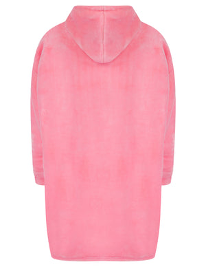 Adult Snuggling Soft Fleece Borg Lined Oversized Hooded Blanket with Pocket in Cameo Pink - Tokyo Laundry