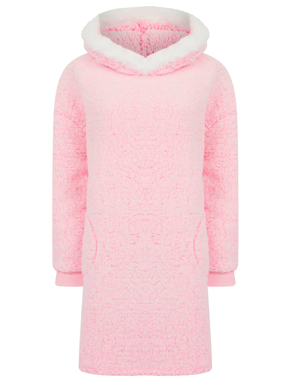 Women's Hetty Soft Fleece Chunky Loungewear Longline Pullover Hooded Top in Pink - Tokyo Laundry