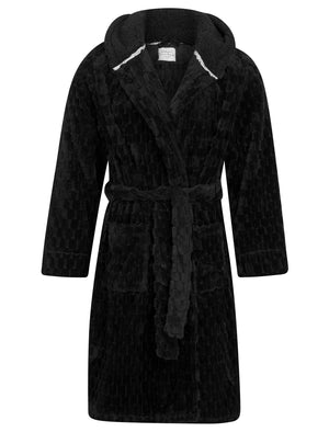 Women's Maeve Chunky Soft Fleece Tie Robe Dressing Gown with Hood in Jet Black - Tokyo Laundry