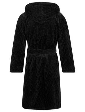 Women's Maeve Chunky Soft Fleece Tie Robe Dressing Gown with Hood in Jet Black - Tokyo Laundry
