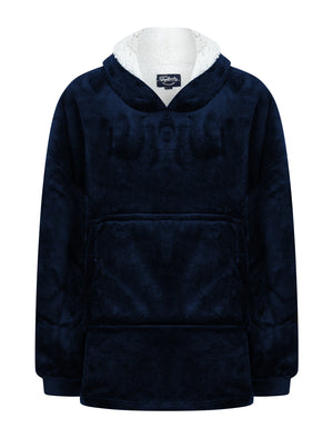 Kids Snuggle Soft Fleece Borg Lined Oversized Hooded Blanket with Pocket in Navy  - Tokyo Laundry Kids (4-12yrs)