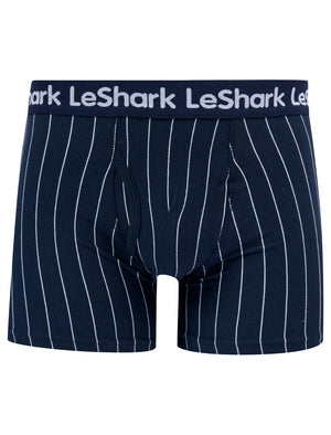 Stefton (2 Pack) Pinstripe Boxer Shorts Set in Sky Captain Navy / Chinese Red - Le Shark