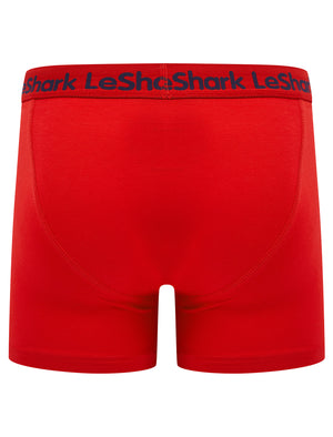 Stefton (2 Pack) Pinstripe Boxer Shorts Set in Sky Captain Navy / Chinese Red - Le Shark
