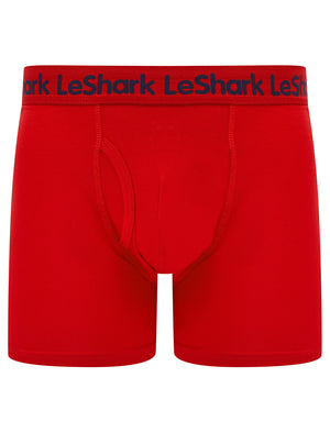 Stefton (2 Pack) Pinstripe Boxer Shorts Set in Sky Captain Navy / Chinese Red - Le Shark