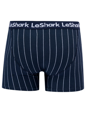 Stefton (2 Pack) Pinstripe Boxer Shorts Set in Sky Captain Navy / Chinese Red - Le Shark