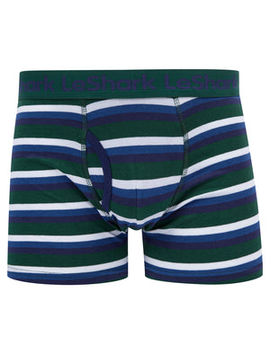 Gibson (2 Pack) Striped Boxer Shorts Set in Eden Green - Le Shark