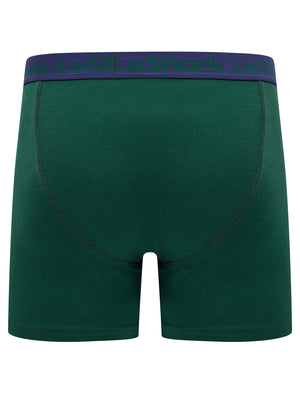 Gibson (2 Pack) Striped Boxer Shorts Set in Eden Green - Le Shark