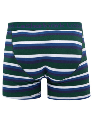Gibson (2 Pack) Striped Boxer Shorts Set in Eden Green - Le Shark
