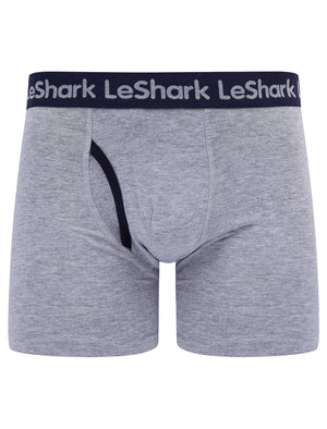 Gibson (2 Pack) Striped Boxer Shorts Set in Light Grey Marl - Le Shark
