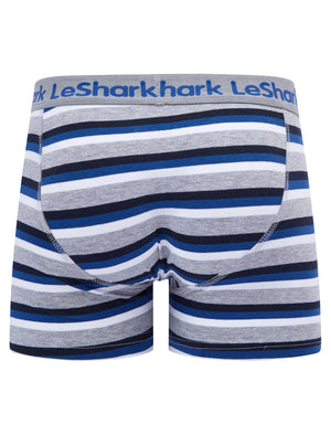 Gibson (2 Pack) Striped Boxer Shorts Set in Light Grey Marl - Le Shark