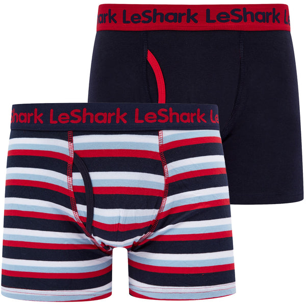 Oren (2 Pack) Striped Boxer Shorts Set in Sky Captain Navy - Le Shark