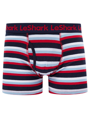 Gibson (2 Pack) Striped Boxer Shorts Set in Sky Captain Navy - Le Shark