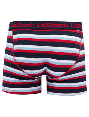 Gibson (2 Pack) Striped Boxer Shorts Set in Sky Captain Navy - Le Shark