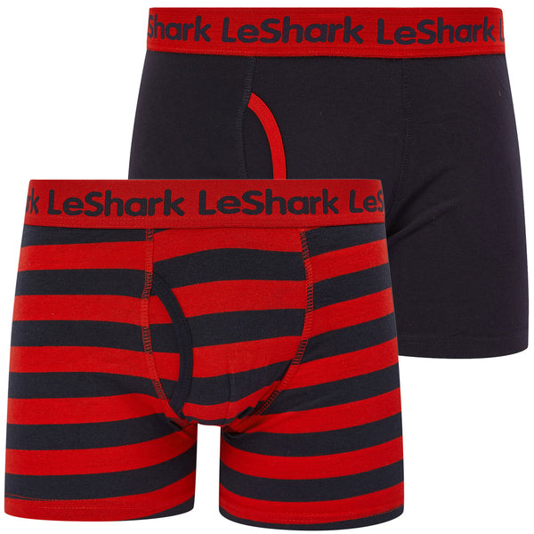 Breach (2 Pack) Striped Boxer Shorts Set in Chinese Red / Sky Captain Navy - Le Shark