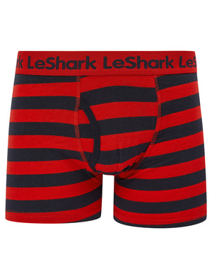 Goldbrook (2 Pack) Striped Boxer Shorts Set in Chinese Red / Sky Captain Navy - Le Shark