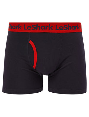 Goldbrook (2 Pack) Striped Boxer Shorts Set in Chinese Red / Sky Captain Navy - Le Shark