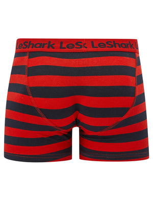 Goldbrook (2 Pack) Striped Boxer Shorts Set in Chinese Red / Sky Captain Navy - Le Shark