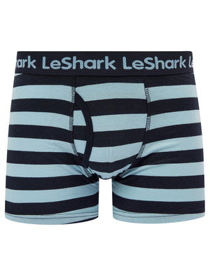 Breach (2 Pack) Striped Boxer Shorts Set in Sky Captain Navy / Blue Bell - Le Shark