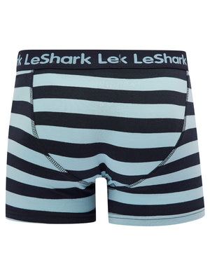Breach (2 Pack) Striped Boxer Shorts Set in Sky Captain Navy / Blue Bell - Le Shark