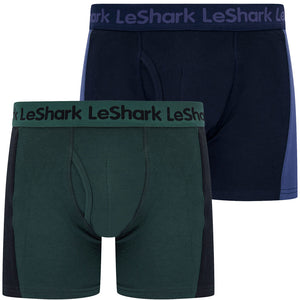 Darby (2 Pack) Striped Boxer Shorts Set in Crown Blue / Jet Black - Le Shark