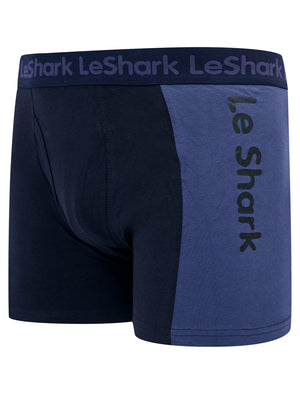 Darby (2 Pack) Striped Boxer Shorts Set in Crown Blue / Jet Black - Le Shark