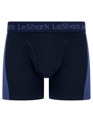 Darby (2 Pack) Striped Boxer Shorts Set in Crown Blue / Jet Black - Le Shark