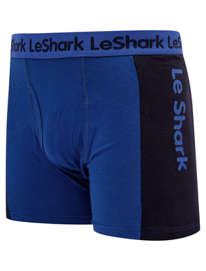 Dorset (2 Pack) Colour-Block Boxer Shorts Set in Sky Captain Navy / Karanda Red - Le Shark