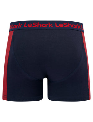 Dorset (2 Pack) Colour-Block Boxer Shorts Set in Sky Captain Navy / Karanda Red - Le Shark