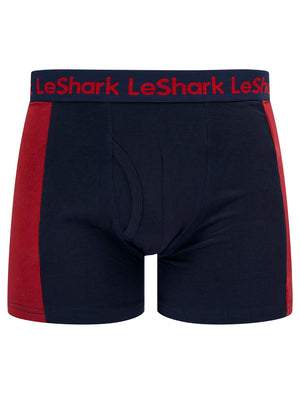 Darby (2 Pack) Striped Boxer Shorts Set in Sky Captain Navy / Karanda Red - Le Shark