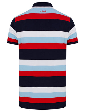 Rural Yarn Dyed Striped Cotton Pique Polo Shirt in Chinese Red - Le Shark