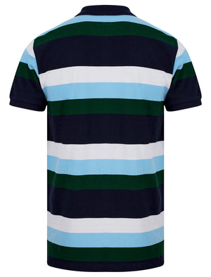 Rural Yarn Dyed Striped Cotton Pique Polo Shirt in Eden Green - Le Shark
