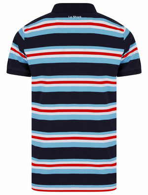 Shavers Yarn Dyed Striped Cotton Pique Polo Shirt in Blue Bell - Le Shark