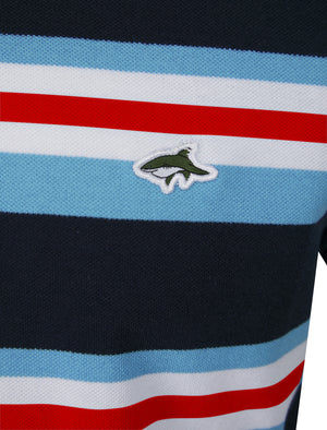 Shavers Yarn Dyed Striped Cotton Pique Polo Shirt in Blue Bell - Le Shark
