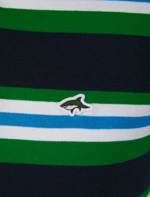 Shavers Yarn Dyed Striped Cotton Pique Polo Shirt in Jolly Green - Le Shark