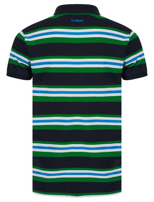 Shavers Yarn Dyed Striped Cotton Pique Polo Shirt in Jolly Green - Le Shark