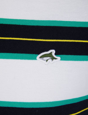 Urlwin Yarn Dyed Striped Cotton Pique Polo Shirt in Atlantis Green - Le Shark